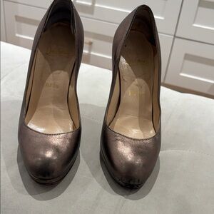 Christian Louboutin Metallic Bronze Leather Platform Pumps